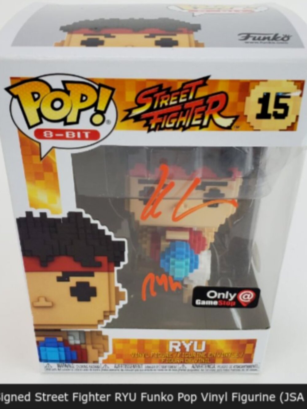 Kyle Hebert signed Funko POP! 8-Bit Street Fighter Ryu #15 GameStop Exclusive